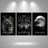 Trilogía del Éxito- 3 Cuadros Metálicos ULTRA HD 30x40 cm