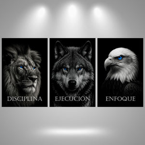 Trilogía del Éxito- 3 Cuadros Metálicos ULTRA HD 30x40 cm